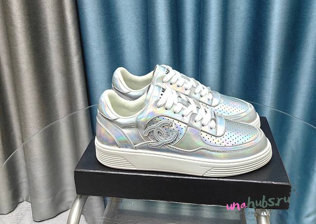 Chanel silver patent trainers  - 1