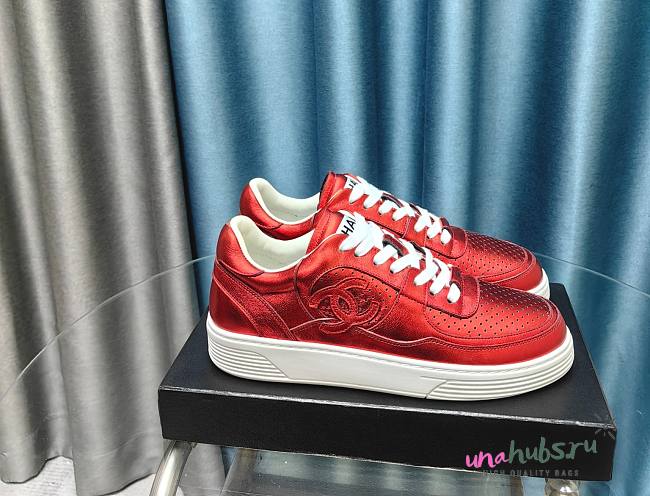 Chanel red patent trainers - 1