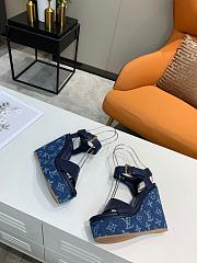 Louis Vuitton blue denim heeled sandals 10cm - 6