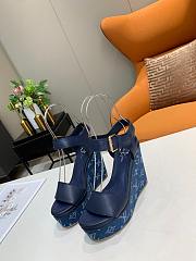 Louis Vuitton blue denim heeled sandals 10cm - 5