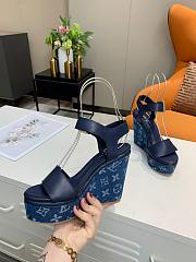 Louis Vuitton blue denim heeled sandals 10cm - 4