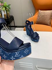 Louis Vuitton blue denim heeled sandals 10cm - 3