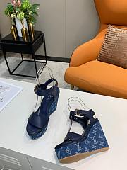 Louis Vuitton blue denim heeled sandals 10cm - 2