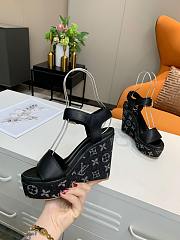 Louis Vuitton black denim heeled sandals 10cm - 5