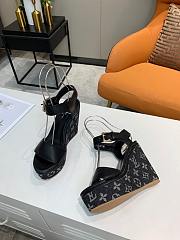 Louis Vuitton black denim heeled sandals 10cm - 4