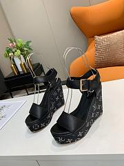 Louis Vuitton black denim heeled sandals 10cm - 3