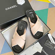 Chanel cream cross logo slippers - 2