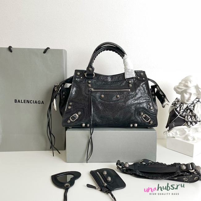  Balenciaga Neo Cagole City Black Leather Bag  - 1