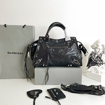  Balenciaga Neo Cagole City Black Leather Bag 