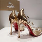 Louboutin PVC Transparent Gold Crystal Heels - 3