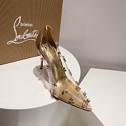 Louboutin PVC Transparent Gold Crystal Heels - 4