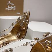 Louboutin PVC Transparent Gold Crystal Heels - 6