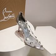 Louboutin PVC Transparent Silver Crystal Heels - 6