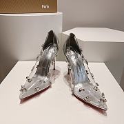 Louboutin PVC Transparent Silver Crystal Heels - 5