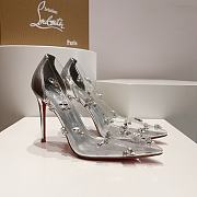 Louboutin PVC Transparent Silver Crystal Heels - 4