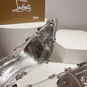 Louboutin PVC Transparent Silver Crystal Heels - 3