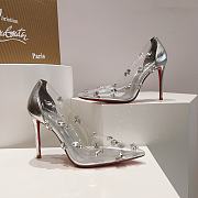 Louboutin PVC Transparent Silver Crystal Heels - 2