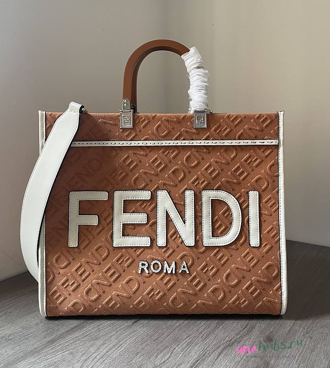 Fendi Sunshine medium logo tote brown bag - 1