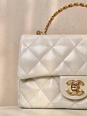 Chanel Top Handle Mini Rectangular White Leather Bag - 2