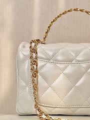 Chanel Top Handle Mini Rectangular White Leather Bag - 3