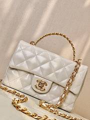 Chanel Top Handle Mini Rectangular White Leather Bag - 6