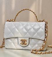 Chanel Top Handle Mini Rectangular White Leather Bag - 1