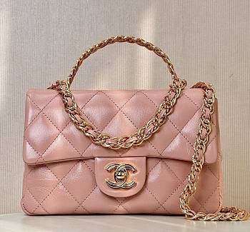 Chanel Top Handle Mini Rectangular Pink Leather Bag
