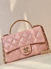 Chanel Top Handle Mini Rectangular Pink Leather Bag - 5