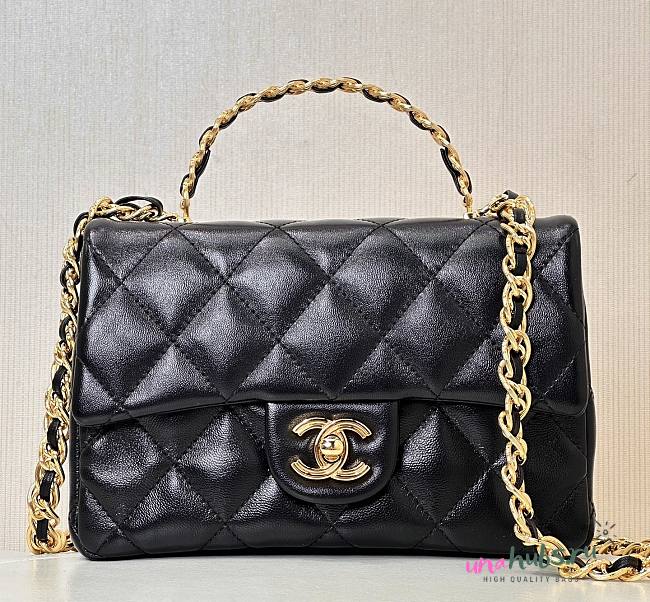 Chanel Top Handle Mini Rectangular Black Leather Bag - 1