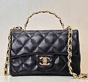 Chanel Top Handle Mini Rectangular Black Leather Bag - 1