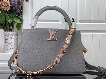 Louis Vuitton Capucines MM Gray Leather M23280 Bag 