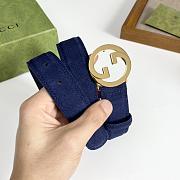 Gucci GG Logo Blondie Blue Leather Belt 3cm - 2