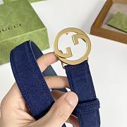 Gucci GG Logo Blondie Blue Leather Belt 3cm - 4