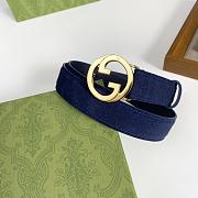 Gucci GG Logo Blondie Blue Leather Belt 3cm - 5