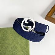 Gucci GG Logo Blondie Blue Leather Belt 3cm - 6