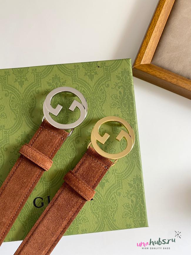 Gucci GG Logo Blondie Brown Leather Belt 3cm - 1