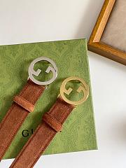 Gucci GG Logo Blondie Brown Leather Belt 3cm - 1