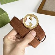 Gucci GG Logo Blondie Brown Leather Belt 3cm - 5