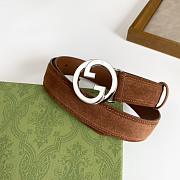 Gucci GG Logo Blondie Brown Leather Belt 3cm - 4