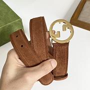 Gucci GG Logo Blondie Brown Leather Belt 3cm - 2