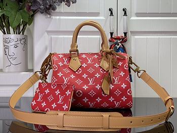 Louis Vuitton speedy P9 red leather bandouliere 25 bag