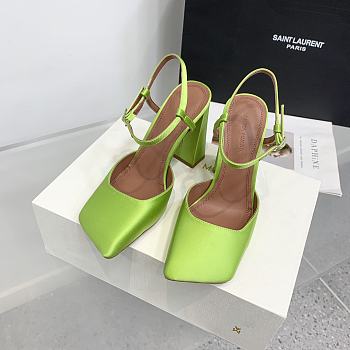 Amina Muaddi Charlotte 95 green heels