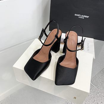 Amina Muaddi Charlotte 95 black heels