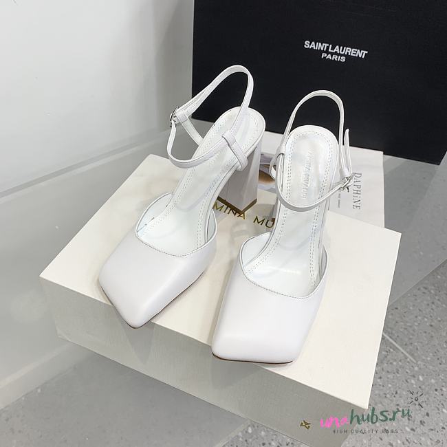 Amina Muaddi Charlotte 95 white heels - 1