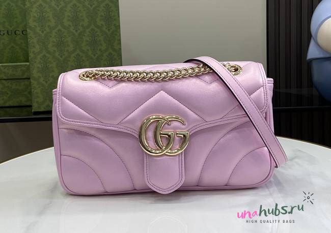 Gucci marmont medium pink iridescent leather bag - 1