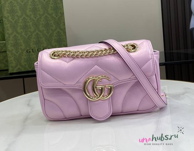 Gucci marmont small pink iridescent leather bag - 1