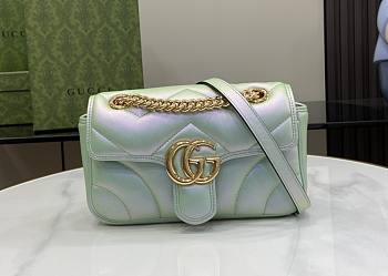 Gucci marmont small green iridescent leather bag