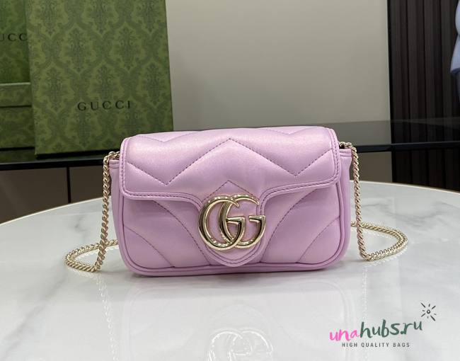 Gucci marmont mini pink iridescent leather bag - 1