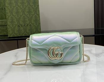 Gucci marmont mini green iridescent leather bag