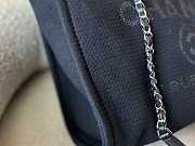 Chanel Black Deauville Silver Hardware Shopping Bag  - 5